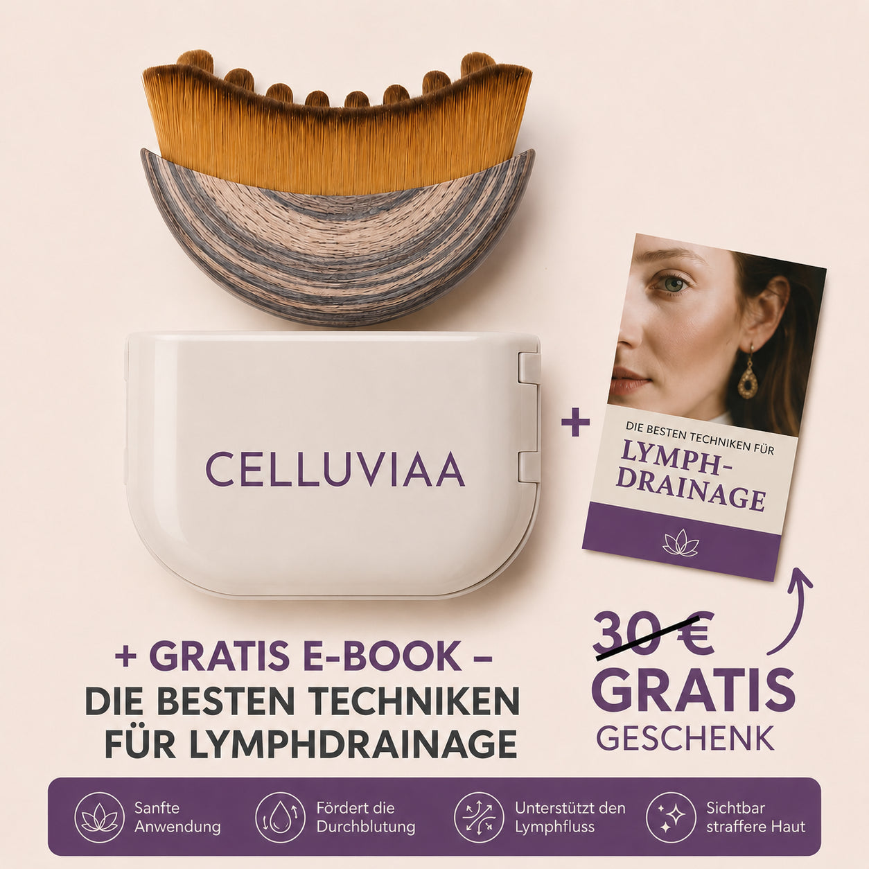 Celluviaa Konturbürste – Lymphdrainage für Gesicht & Augen