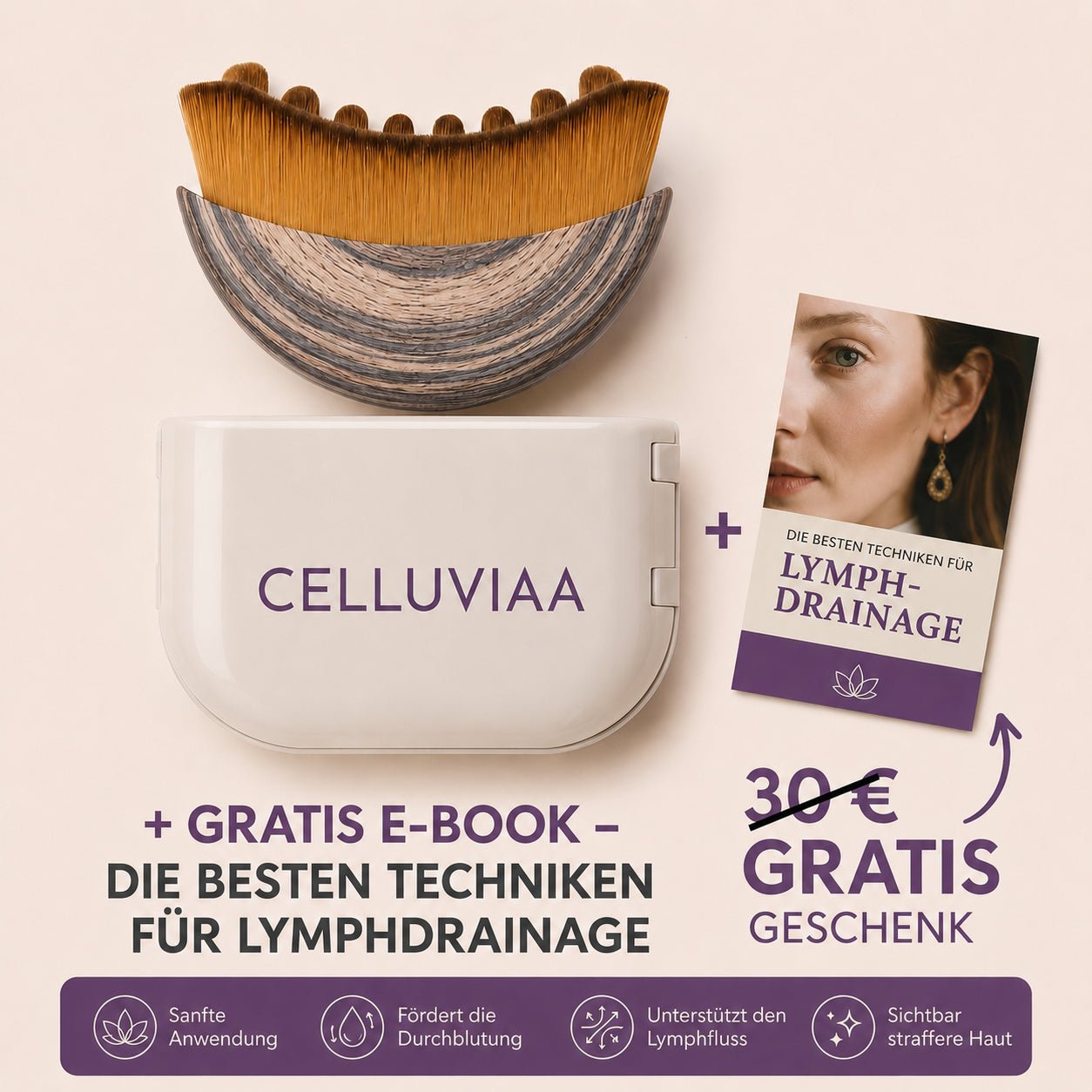 Celluviaa Konturbürste – Lymphdrainage für Gesicht & Augen - Celluviaa.com